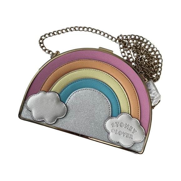 NWT STONEY CLOVER LANE Rainbow Hard Clutch Lavender Bag - Picture 2 of 5